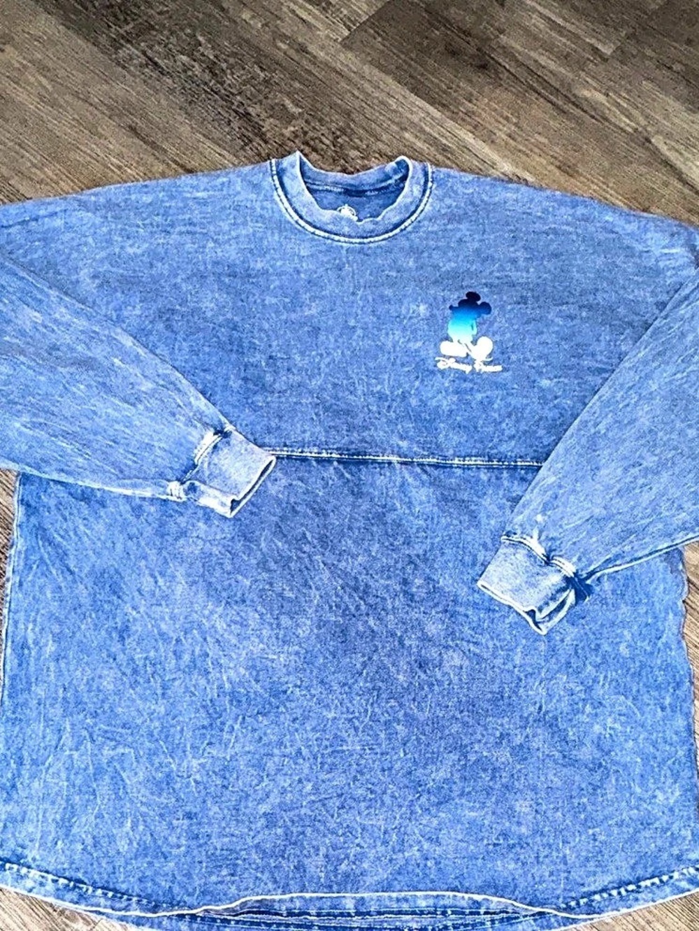 Disney Parks Cast Member Acid Wash Spirit Jersey Blue Sweatshirt